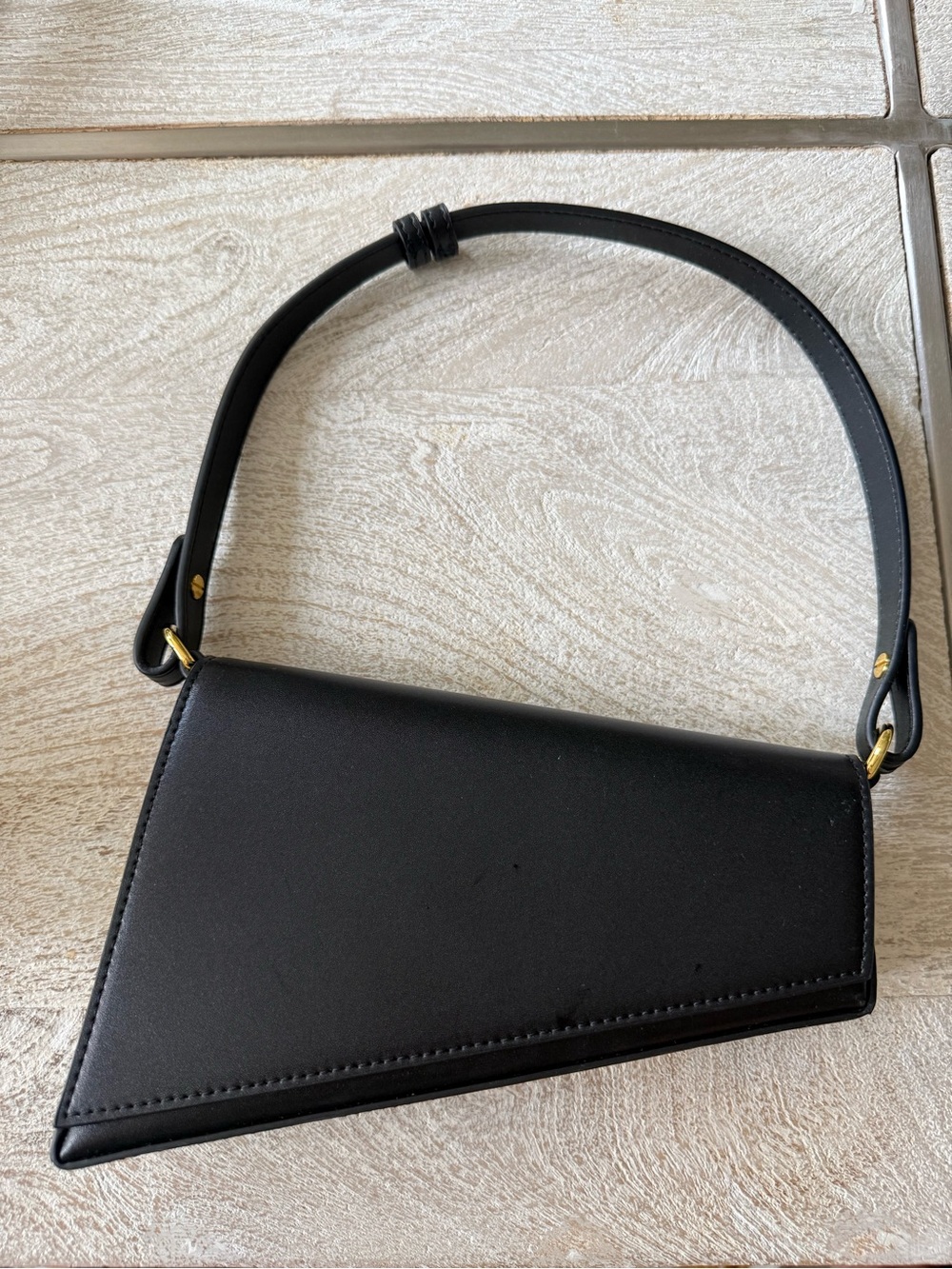 Classic Black Leather Shoulder Bag